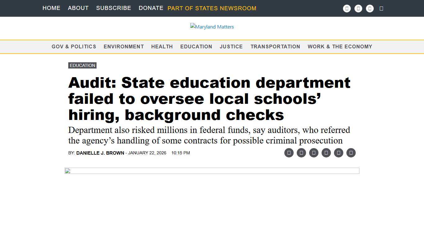 Audit: State education department failed to oversee local schools' hiring, background checks - Maryland Matters